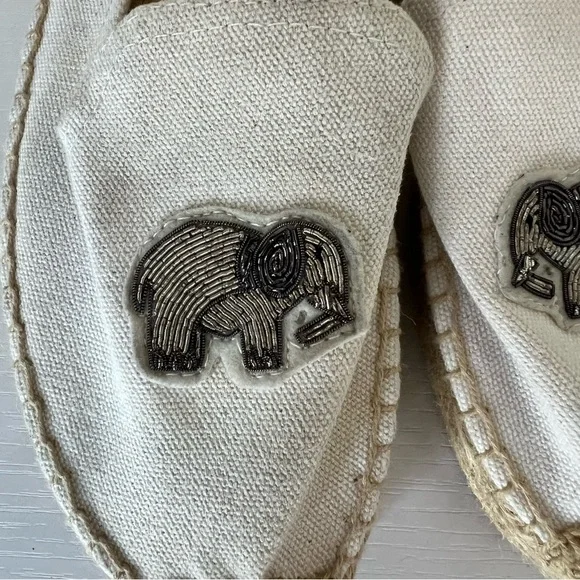 Soludos Shoes Womens 9 Beaded Elephant Canvas Espadrilles Shoes White - Picture 6 of 8